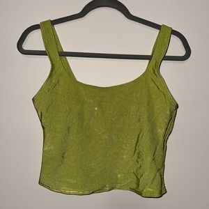 VTG 90s NY & Co Neon Lime Green Tankini Bikini Swimsuit Large